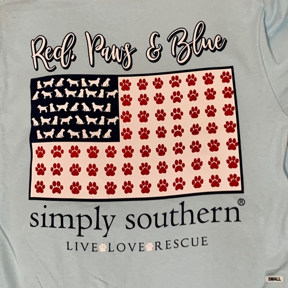 Simply Southern Dog Rescue Tee Blue Small NWT - Picture 3 of 5